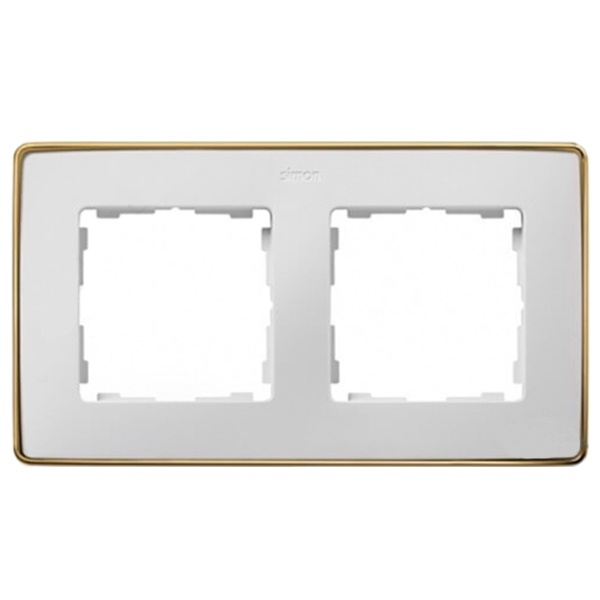 Рамка 2 поста Select Simon 82 Detail, белый-золото