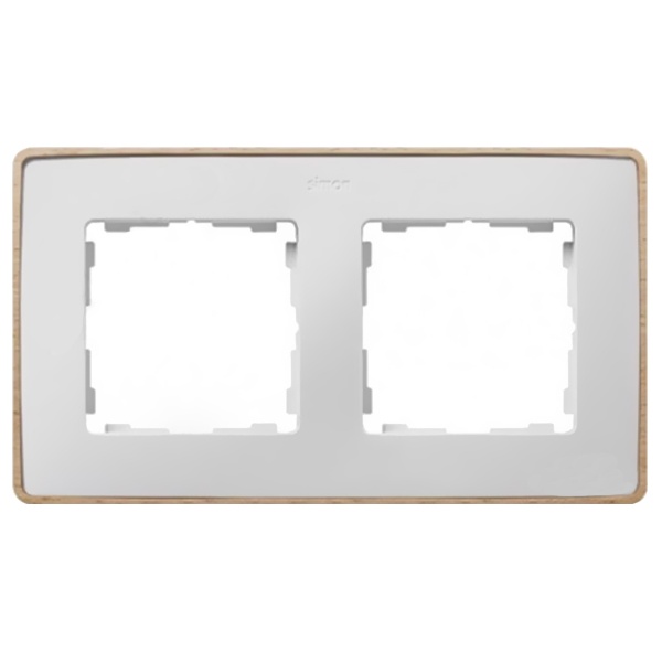 Рамка 2 поста Select Simon 82 Detail, белый-дерево (Бук)