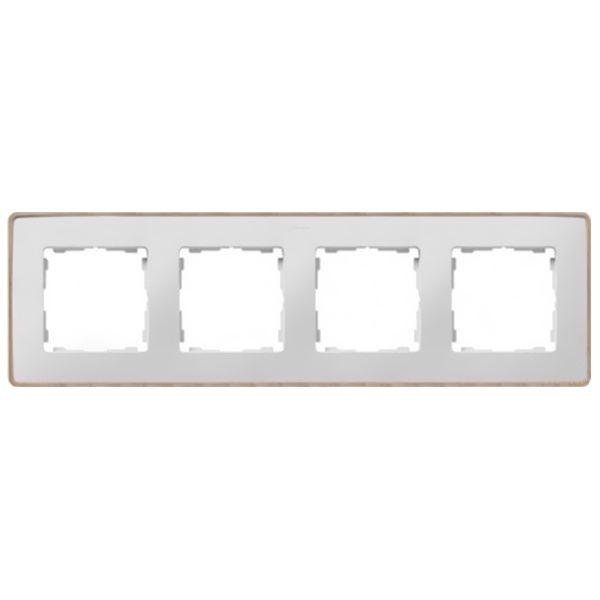 Рамка 4 поста Select Simon 82 Detail, белый-дерево (Бук)