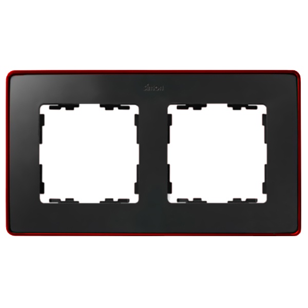Рамка 2 поста Select Simon 82 Detail, графит-красный металлик