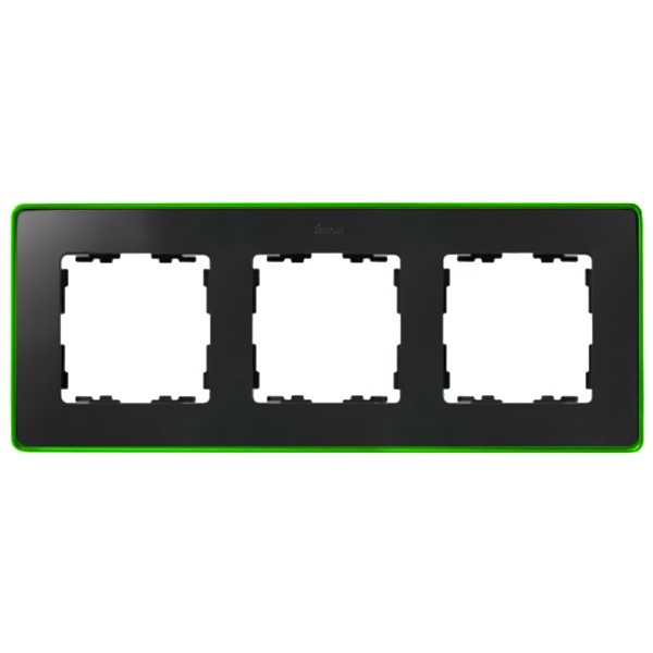 Рамка 3 поста Select Neon Simon 82 Detail, графит-зелёный