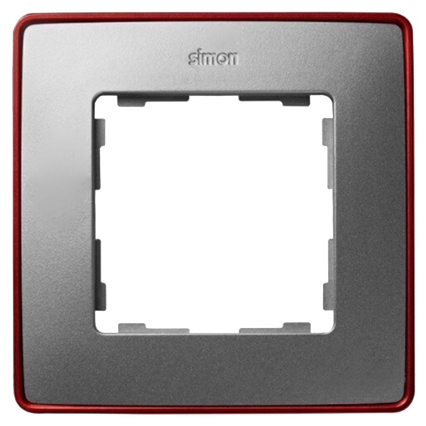 Рамка 1 пост Select Simon 82 Detail, алюминий-красный металлик