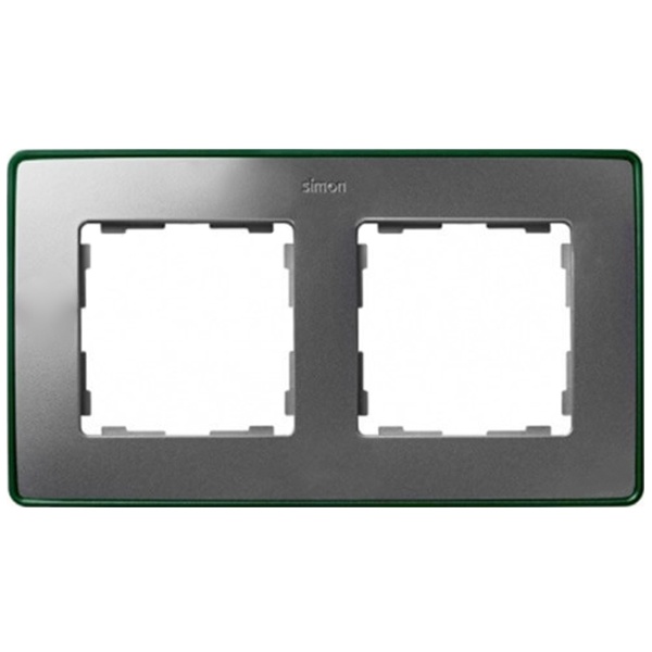 Рамка 2 поста Select Simon 82 Detail, алюминий-зеленый металлик