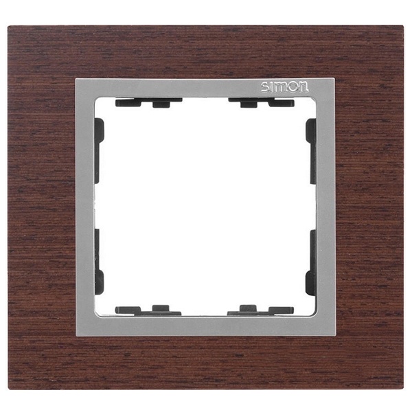Рамка 1 пост Simon 82 Nature дерево, венге-алюминий