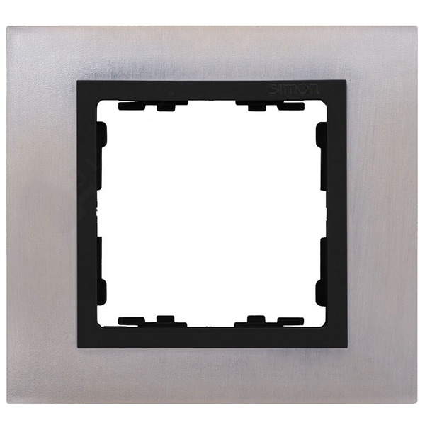 Рамка 1 пост Simon 82 Nature металл, нержавеющая сталь-графит