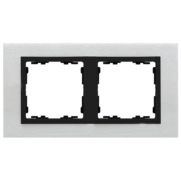 Рамка 2 поста Simon 82 Nature металл, матовая сталь-графит