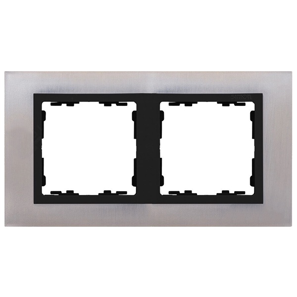 Рамка 2 поста Simon 82 Nature металл, нержавеющая сталь-графит