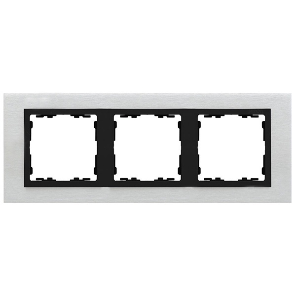 Рамка 3 поста Simon 82 Nature металл, матовая сталь-графит