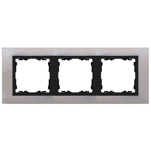 Рамка 3 поста Simon 82 Nature металл, нержавеющая сталь-графит