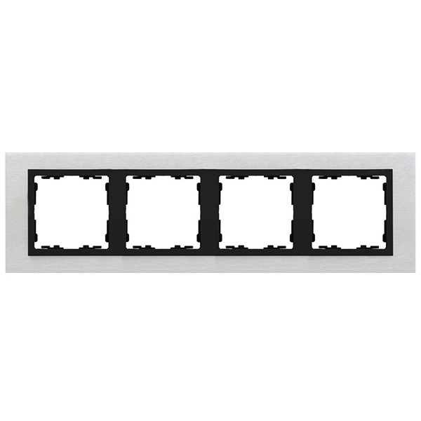 Рамка 4 поста Simon 82 Nature металл, матовая сталь-графит