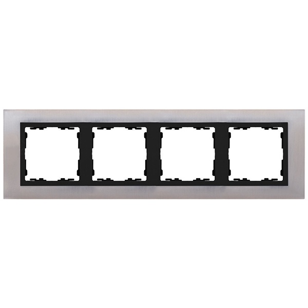 Рамка 4 поста Simon 82 Nature металл, нержавеющая сталь-графит