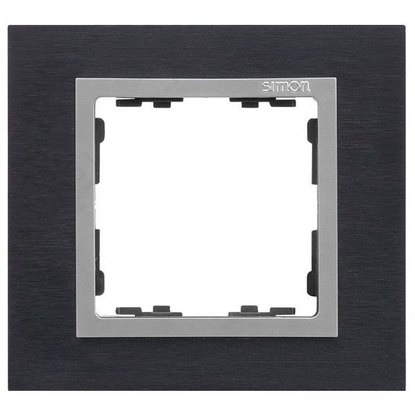 Рамка 1 пост Simon 82 Nature металл, чёрная сталь-алюминий