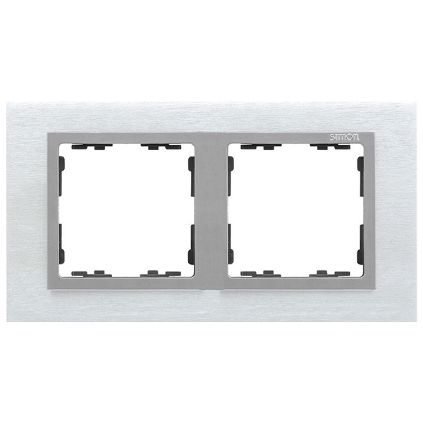 Рамка 2 поста Simon 82 Nature металл, матовая сталь-алюминий