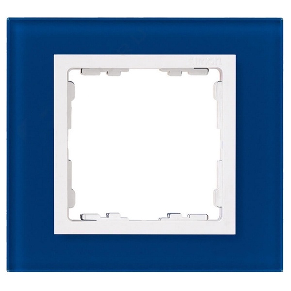 Рамка 1 пост Simon 82 Nature стекло, синий-белый