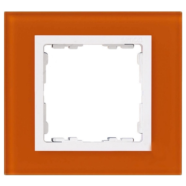 Рамка 1 пост Simon 82 Nature стекло, оранжевый-белый