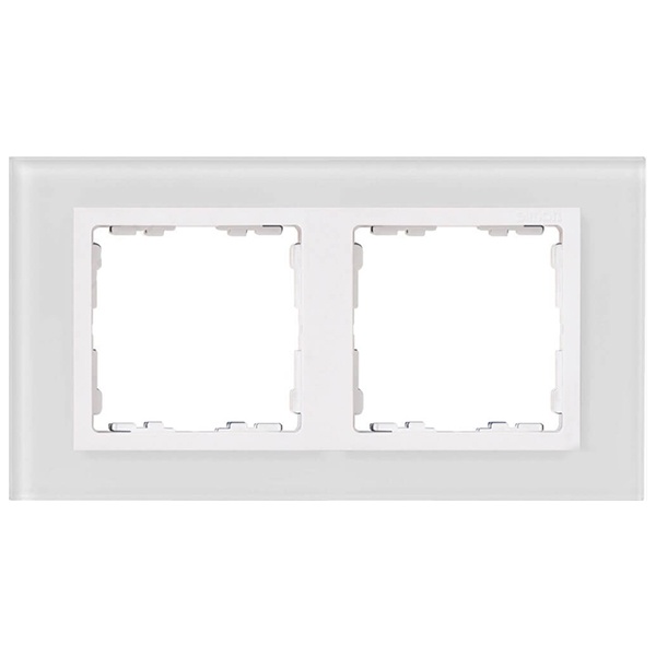 Рамка 2 поста Simon 82 Nature стекло, белый-белый