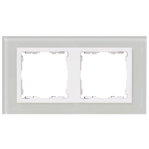 Рамка 2 поста Simon 82 Nature стекло, натуральный-белый