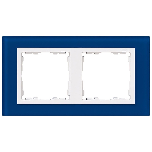 Рамка 2 поста Simon 82 Nature стекло, синий-белый