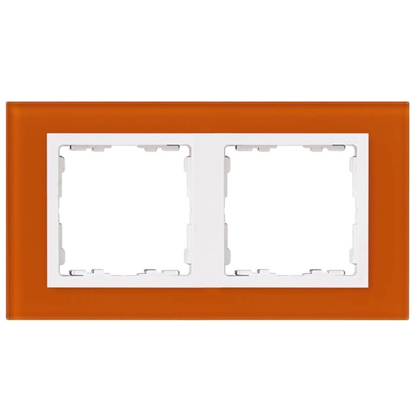 Рамка 2 поста Simon 82 Nature стекло, оранжевый-белый