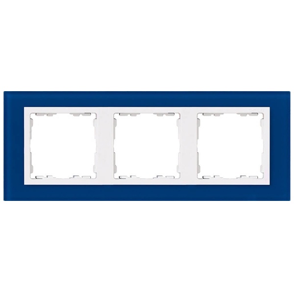Рамка 3 поста Simon 82 Nature стекло, синий-белый