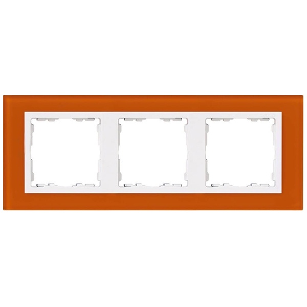 Рамка 3 поста Simon 82 Nature стекло, оранжевый-белый
