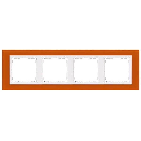 Рамка 4 поста Simon 82 Nature стекло, оранжевый-белый