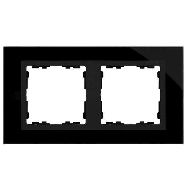 Рамка 2 поста Simon 82 Nature стекло, черный-графит