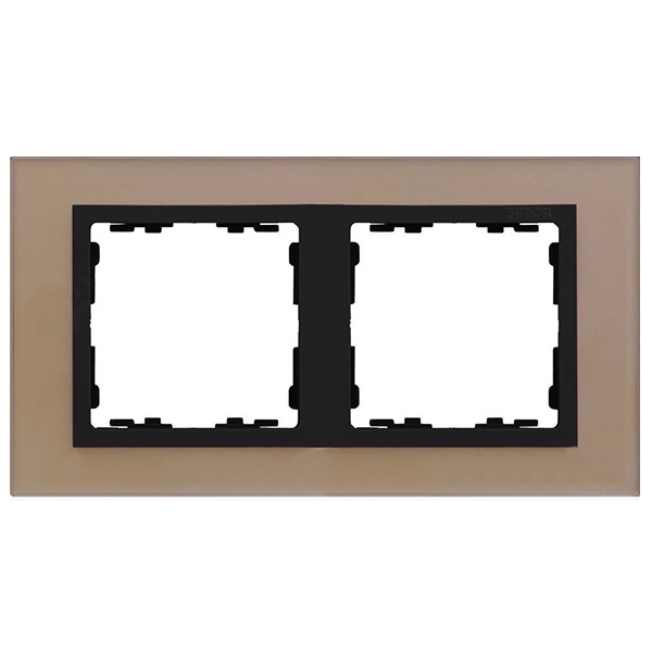 Рамка 2 поста Simon 82 Nature стекло, медь-графит