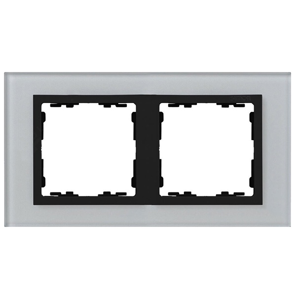 Рамка 2 поста Simon 82 Nature стекло, серый-графит