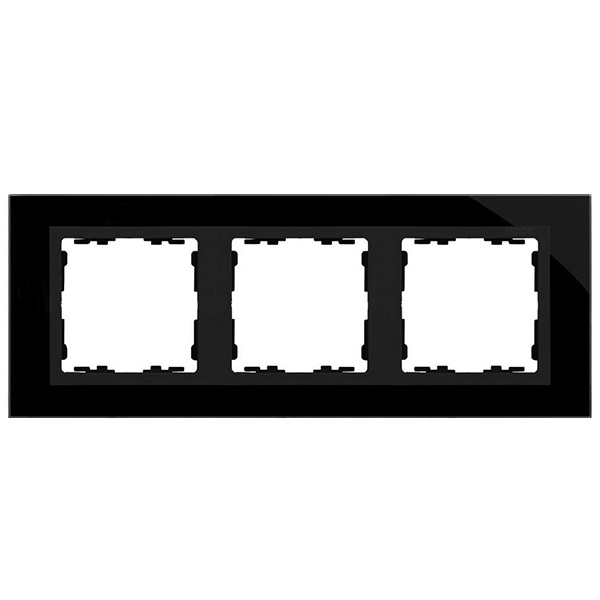 Рамка 3 поста Simon 82 Nature стекло, черный-графит