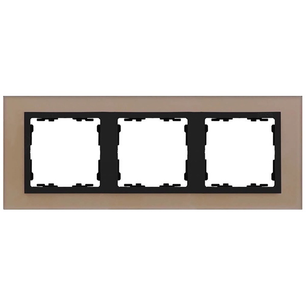 Рамка 3 поста Simon 82 Nature стекло, медь-графит