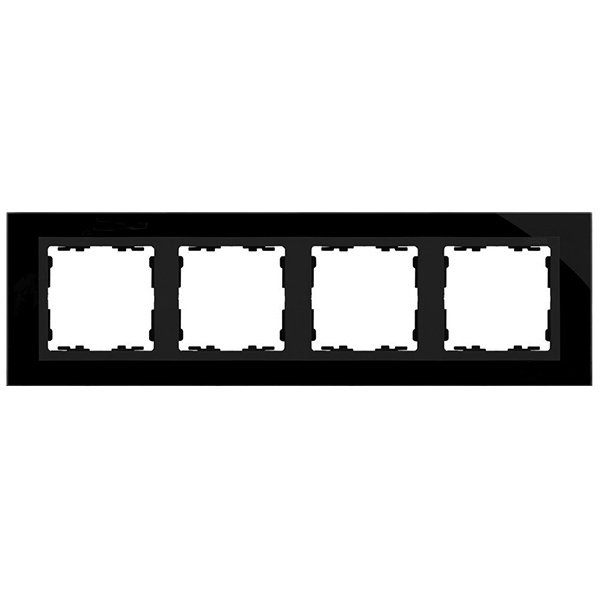 Рамка 4 поста Simon 82 Nature стекло, черный-графит