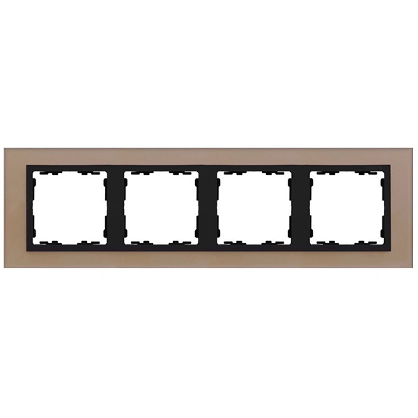 Рамка 4 поста Simon 82 Nature стекло, медь-графит