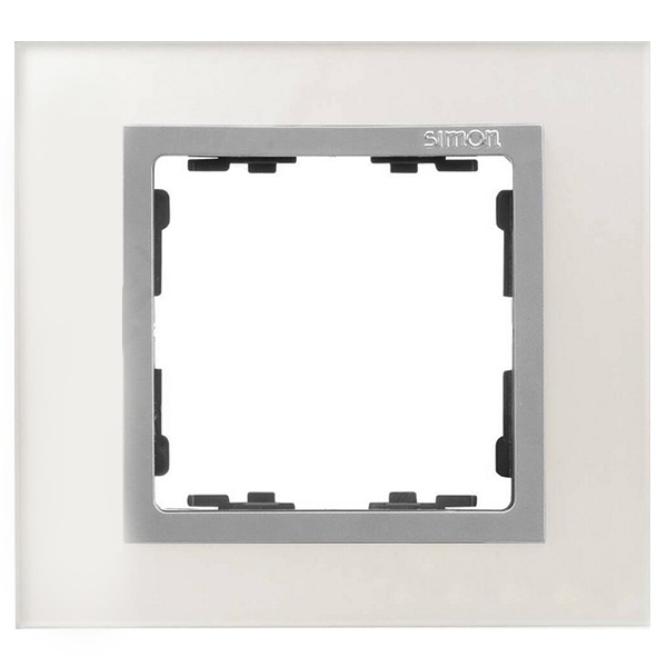 Рамка 1 пост Simon 82 Nature стекло, серебро-алюминий