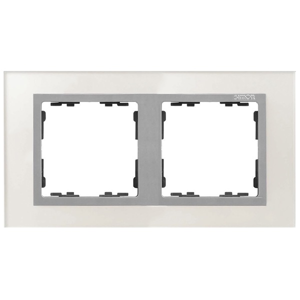 Рамка 2 поста Simon 82 Nature стекло, серебро-алюминий