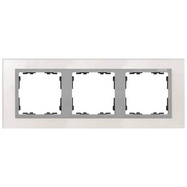 Рамка 3 поста Simon 82 Nature стекло, серебро-алюминий