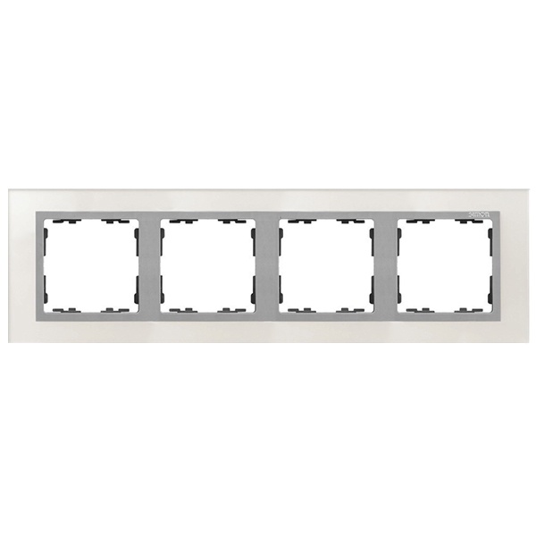 Рамка 4 поста Simon 82 Nature стекло, серебро-алюминий