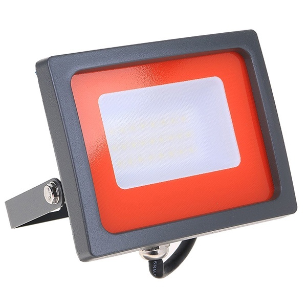 Прожектор светодиодный JazzWay PFL-SC-20W 220V красный IP65 серый корпус