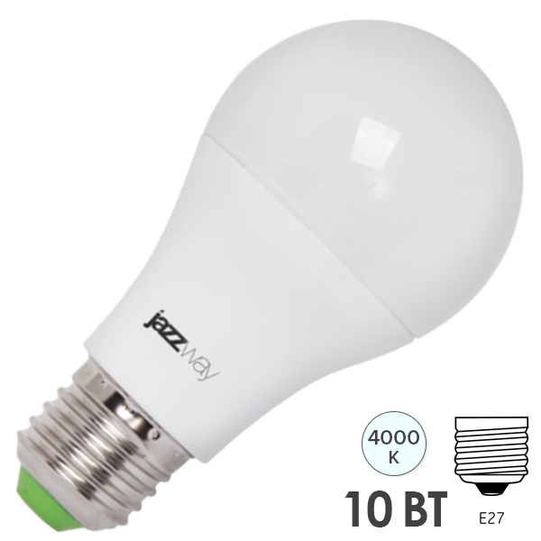 Лампа светодиодная JazzWay PLED A60 10W 4000K 220V E27 DIM матовая холодный свет
