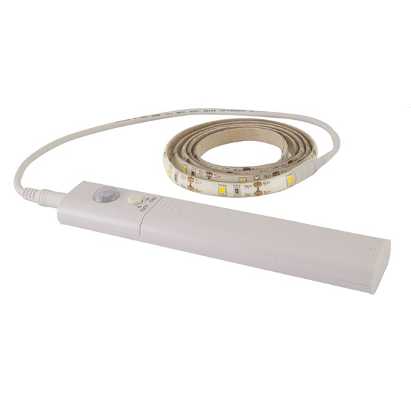 Умная подсветка TDM SMD2835-30LED/m-IP20-5В-2,4Вт-6000K (1м), датчик движ., 4хAAA