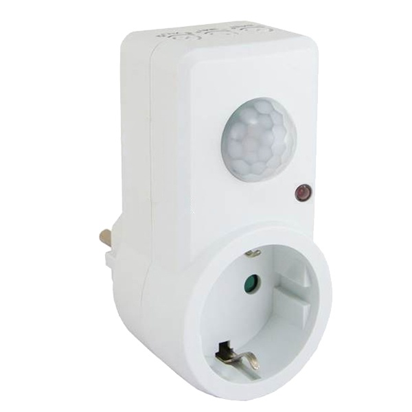 Датчик движения розеточный TDM ДДР-01 1200Вт, 10-420с, 2-9м, 3+лк, 120гр IP20