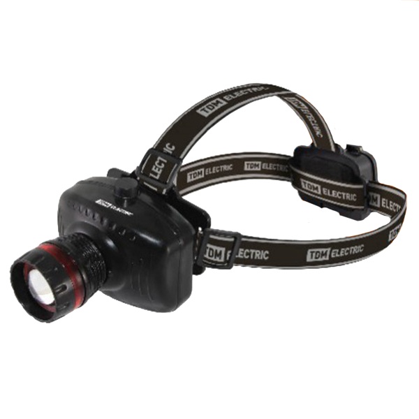 Фонарь налобный аккумуляторный TDM 1W 1LED 0,6Ah фокусировка луча