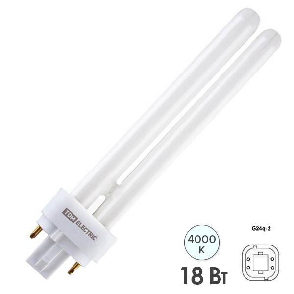 Лампа компактная люминесцентная TDM КЛЛ PD 18W 4000K G24q-2 холодно-белая