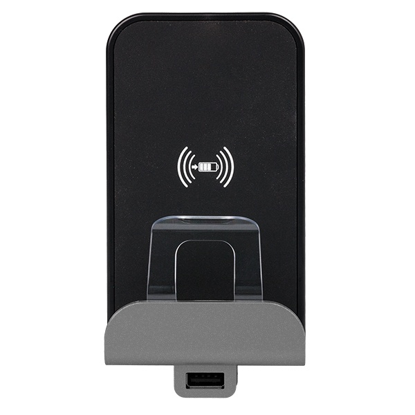 Беспроводное зарядное устройство Qi 1А с доп.разьемом USB A 5В 2,4А. Legrand Etika алюминий