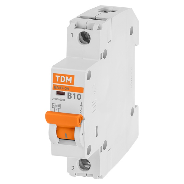 Автоматический выключатель TDM ВА47-29 1Р 10А 4,5кА характеристика В (автомат электрический)