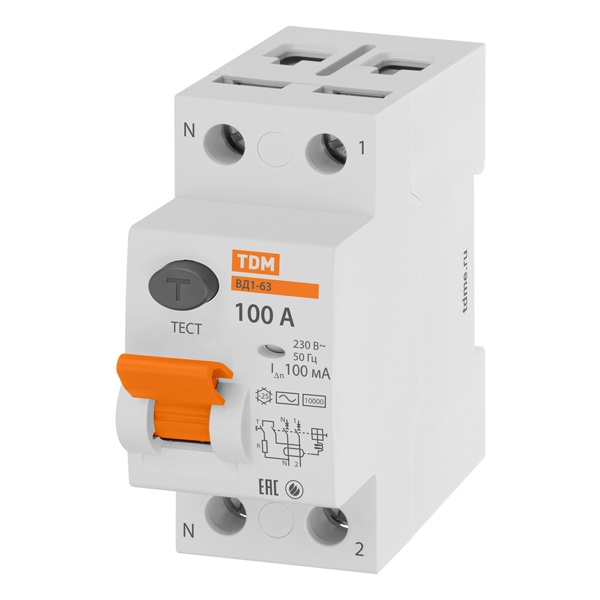 Устройство защитного отключения TDM ВД1-63 2Р 16А 300мА тип АС