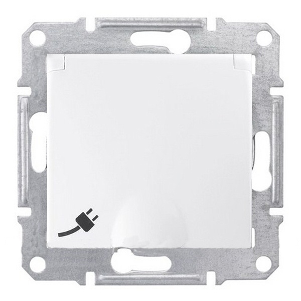Розетка IP44 2Р+Е 16А с крышкой со шторками быстрозажимные контакты Sedna белая