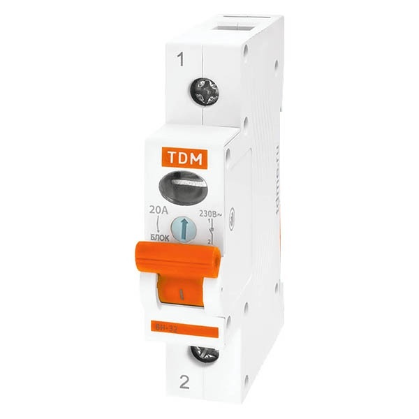 Выключатель нагрузки TDM ВН-32 1P 20A однофазный (рубильник)