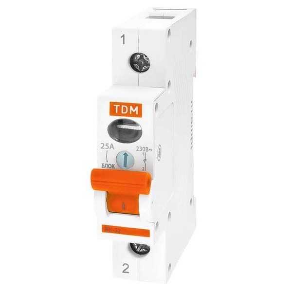 Выключатель нагрузки TDM ВН-32 1P 25A однофазный (рубильник)