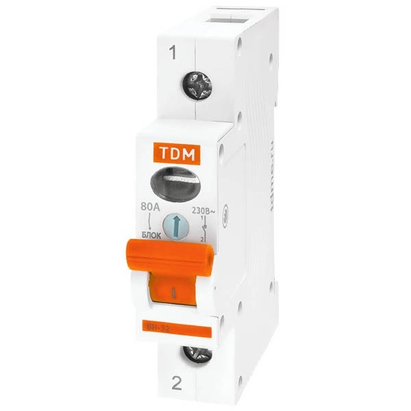 Выключатель нагрузки TDM ВН-32 1P 80A однофазный (рубильник)